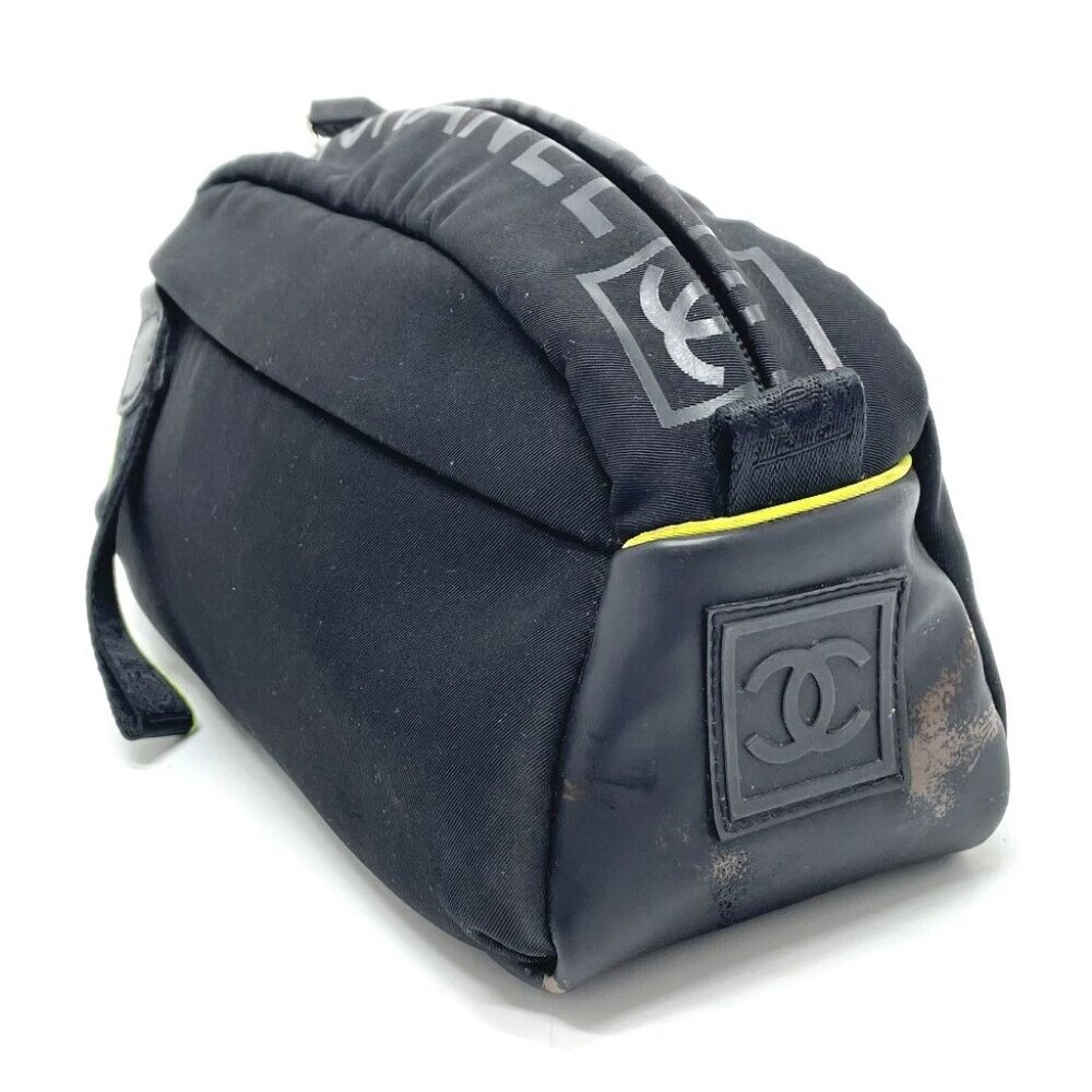 CHANEL Sports line logo Cluch Bag Pouch Nylon Black - Picture 3 of 12